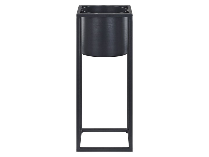 Beliani Doniczka na stojaku czarna metalowa 15 x 15 x 40 cm kwietnik stojący stojak na kwiaty na ogród do salonu nowoczesny industrialny Doniczka na kwiaty Kategoria Doniczki i kwietniki