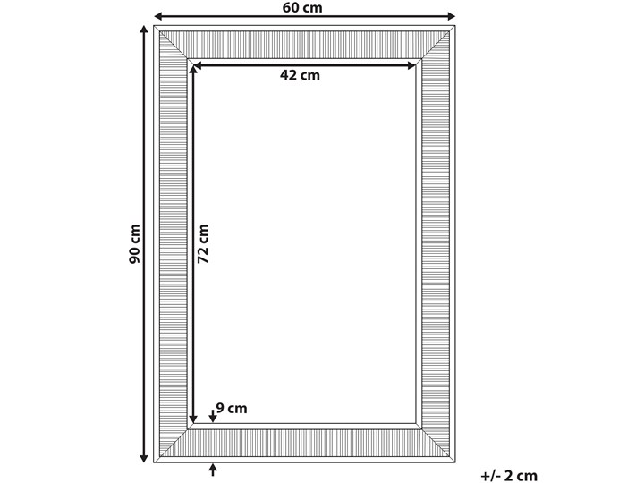 Beliani Lustro wiszące złote 60 x 90 cm syntetyczna rama styl nowoczesny glam Ścienne Lustro z ramą Prostokątne Kolor Złoty Kategoria Lustra