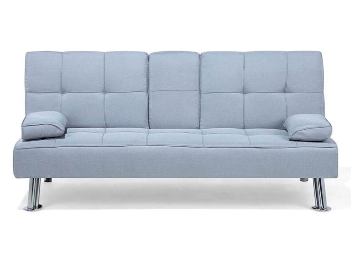 Beliani Sofa rozkładana niebieska tapicerowana kanapa do salonu pokoju ze składanym stolikiem nowoczesna z funkcją spania metalowe srebrne nogi Stała konstrukcja Głębokość 100 cm Typ Pikowane