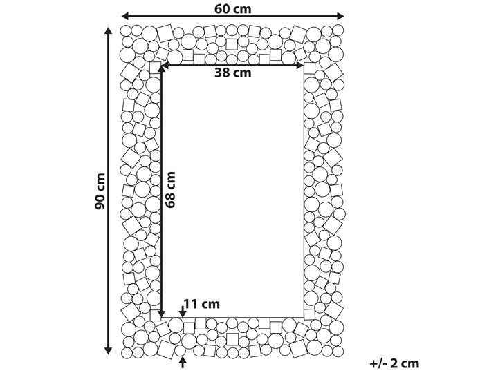 Beliani Lustro ścienne srebrne 60 x 90 cm prostokątne wiszące dekoracyjna rama styl glamour Lustro z ramą Kolor Srebrny Pomieszczenie Salon