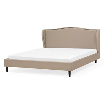 Beliani Łóżko ze stelażem tapicerowane beżowe 160 x 200 cm z zagłówkiem styl glamour