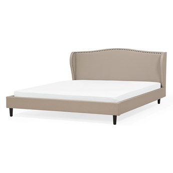Beliani Łóżko ze stelażem tapicerowane beżowe 180 x 200 cm z zagłówkiem styl glamour