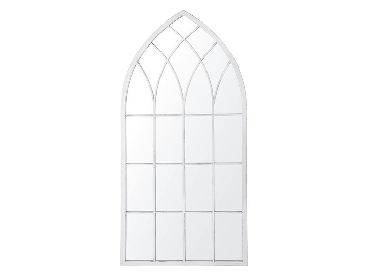 Beliani Lustro ścienne wiszące szare 50 x 115 cm ozdobne kształt okna Lustro z ramą Nieregularne Kolor Szary Styl Glamour