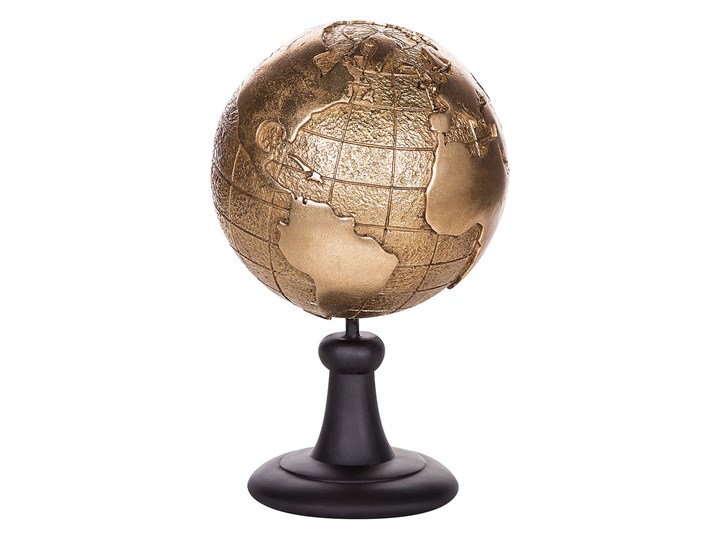 Beliani Figurka dekoracyjna globus złota żywica syntetyczna 33 x 18 cm Metal Kolor Złoty Globusy Kolor Brązowy