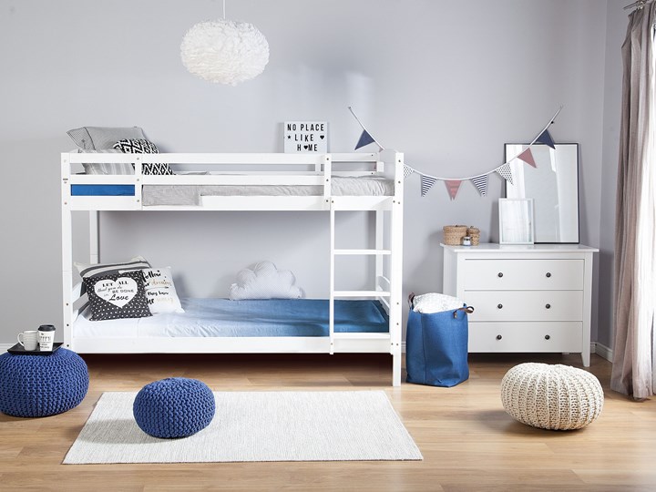 Beliani Łóżko dziecięce piętrowe białe drewniane z drabinką 90 x 200 cm Skandynawski design Łóżko piętrowe Drewno Kategoria Łóżka dla dzieci