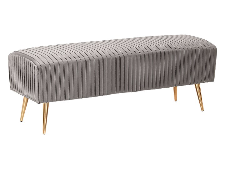 Beliani Ławka tapicerowana szara welurowa złote metalowe nogi 118 cm ławeczka do sypialni salonu przedpokoju styl glamour Materiał obicia Tkanina Pomieszczenie Sypialnia