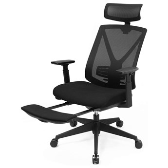 SELSEY Fotel biurowy Fetro czarny z wysuwanym podnóżkiem