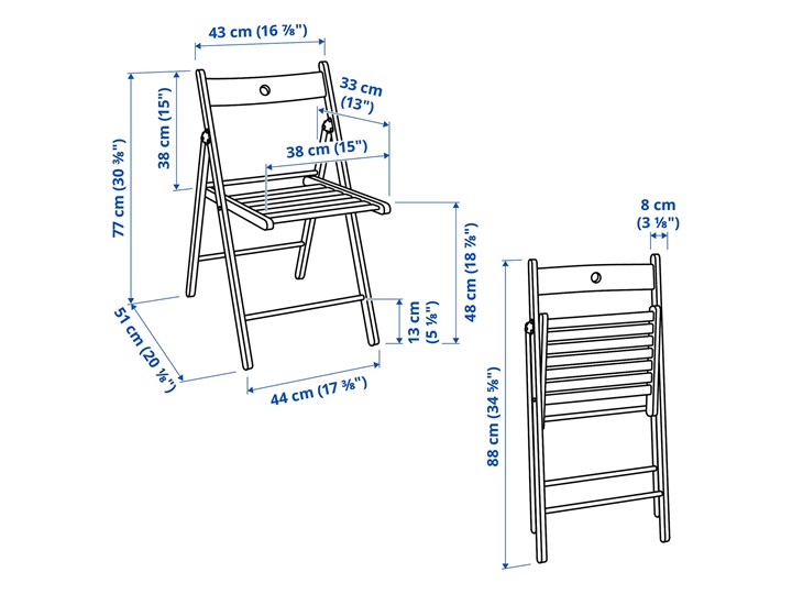 IKEA NORDEN / TERJE Stół i 2 składane krzesła, biały/biały, 26/89/152 cm Liczba krzeseł 2 krzesła Kategoria Stoły z krzesłami