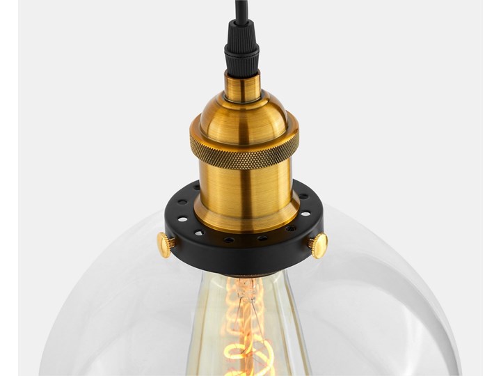 LAMPA WISZĄCA LOFT PRZEZROCZYSTA NAVARRO Szkło Metal Lampa z kloszem Lampa kula Styl Industrialny