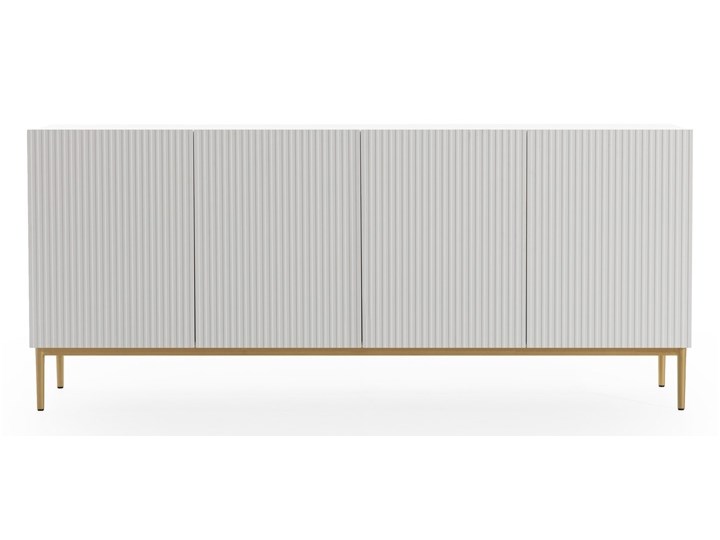 BOGART. Komoda Nicole 200 cm biały mat / złote nóżki Płyta meblowa Z szafkami i szufladami Płyta MDF Wysokość 86 cm Wysokość 85 cm Głębokość 45 cm Pomieszczenie Sypialnia