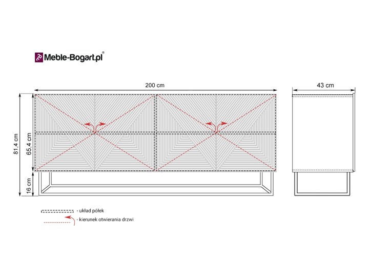 Komoda 200 cm Asha na metalowych nogach artisan /rivier stone mat Z witrynami Płyta MDF Głębokość 43 cm Kolor Khaki Pomieszczenie Sypialnia