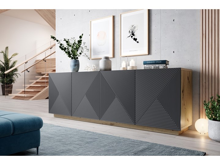 Komoda 200 cm Asha artisan /rivier stone mat Z witrynami Głębokość 43 cm Płyta MDF Styl Nowoczesny