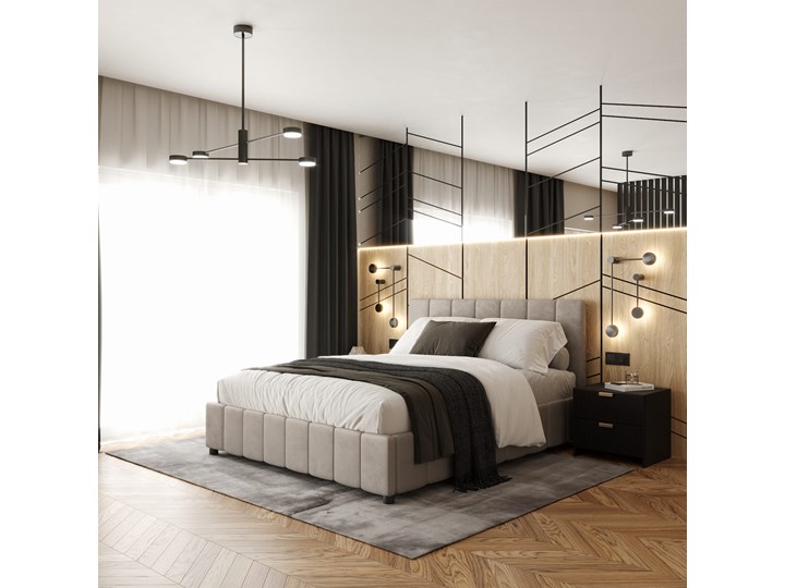 Łóżko tapicerowane 140x200  LEA / pojemnik na pościel Welur Metal Tkanina Drewno Kategoria Łóżka do sypialni