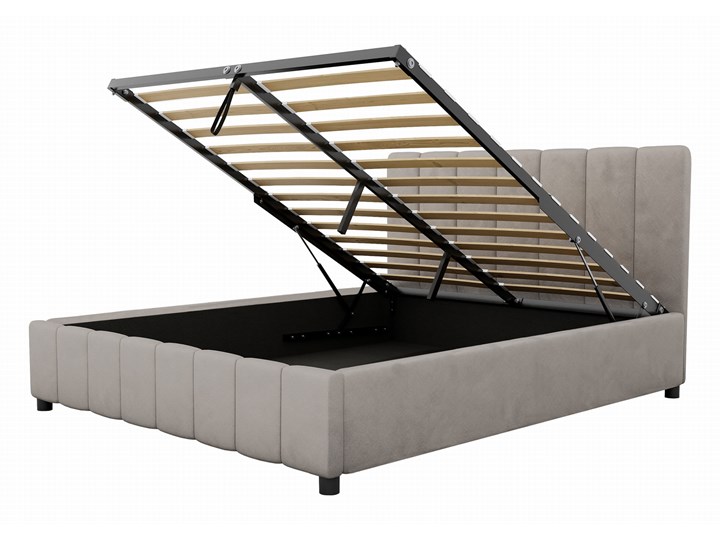 Łóżko 140x200 z pojemnikiem LEA II / pojemnik na pościel Drewno Łóżko tapicerowane Metal Styl Glamour Tkanina Rozmiar materaca 140x200 cm