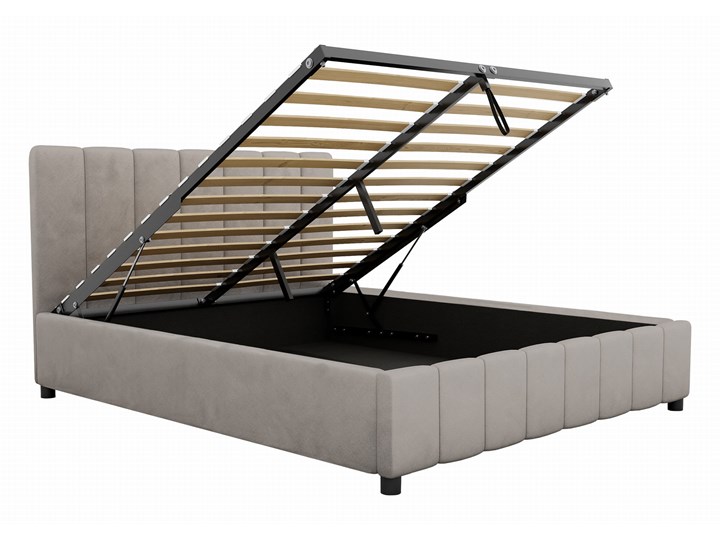 Łóżko tapicerowane 160x200 LEA II / pojemnik na pościel Drewno Łóżko pikowane Welur Metal Rozmiar materaca 160x200 cm