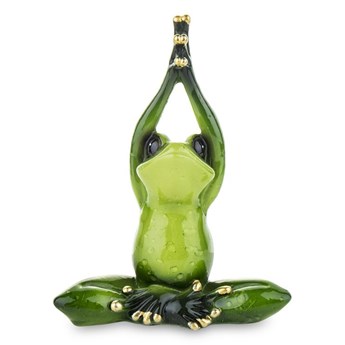 ŻABA - JOGA figurka medytująca żaba z rękoma w górze, wys. 13 cm