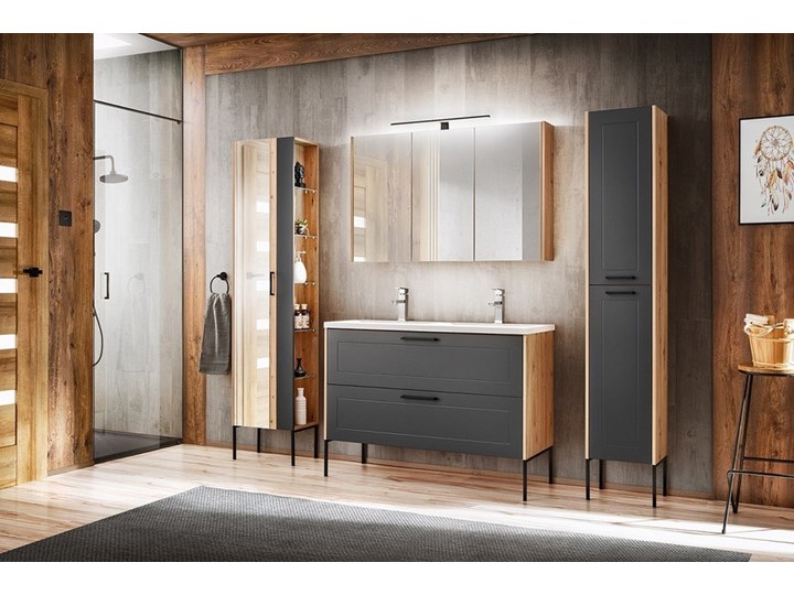 Łazienka CRES 1 dąb artisan / grafit Płyta laminowana Kolor Czarny