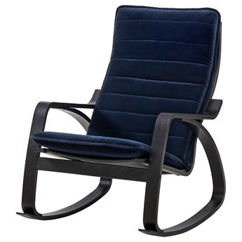 IKEA POÄNG / HÄVERÖDAL Krzesło bujane, czarnybrąz/Djuparp granatowy, Szerokość: 68 cm