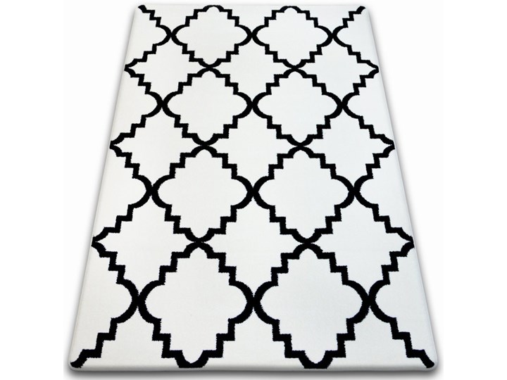 Dywan biały wzor czarny koniczyna marokańska wybierz rozmiar ”TRELLIS BASIC ” Syntetyk Dywany Wzór Marokański