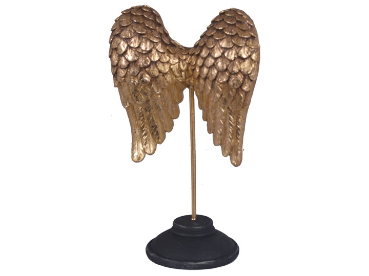 FIGURKA DEKORACYJNA NA OKRĄGŁYM CZARNYM POSTUMENCIE WINGS GOLD NO3 15,5x10x25,5 CM