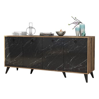 SELSEY Komoda niska podwójna Ellec czarny marmur 180 cm