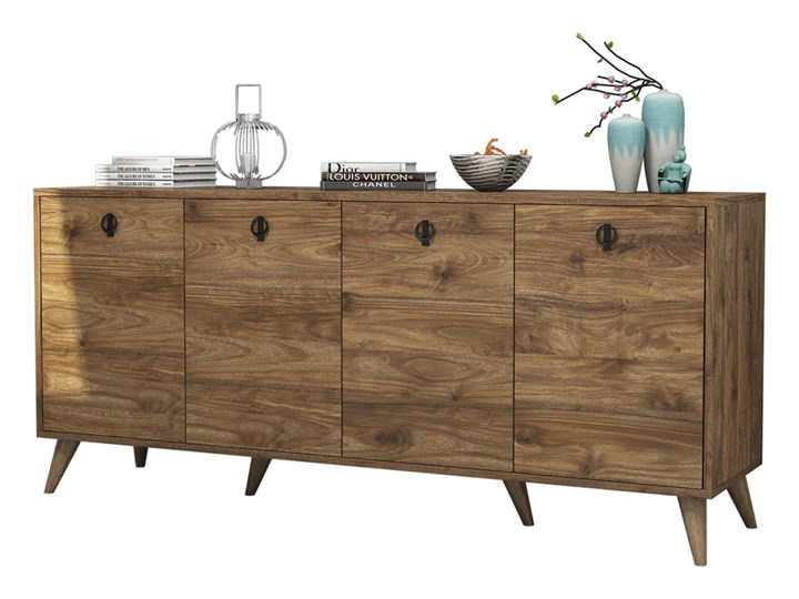 SELSEY Komoda niska podwójna Ellec orzech 180 cm Płyta MDF Pomieszczenie Sypialnia Głębokość 45 cm Styl Nowoczesny