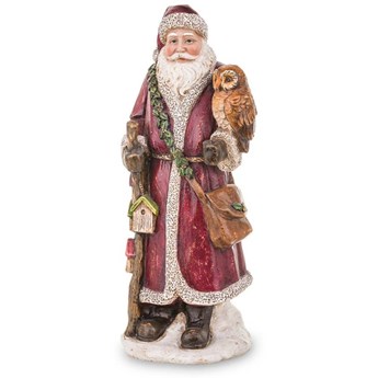 ŚWIĘTY MIKOŁAJ Z SOWĄ figurka świąteczna, wys. 32 cm