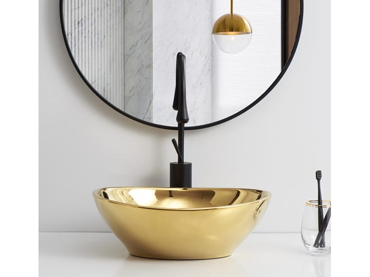 VELDMAN UMYWALKA CERAMICZNA VERA GOLD ZŁOTA Szerokość 41 cm Owalne Ceramika Meblowe Nablatowe Kolor Złoty