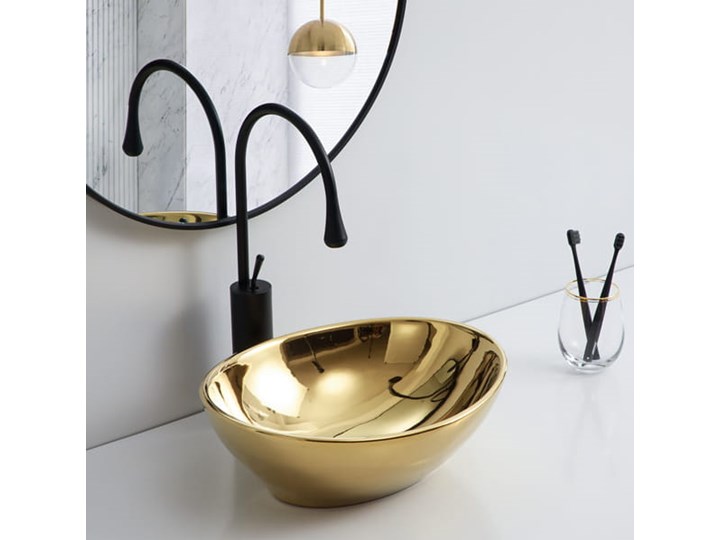 VELDMAN UMYWALKA CERAMICZNA VERA GOLD ZŁOTA Ceramika Meblowe Owalne Szerokość 41 cm Kolor Złoty Nablatowe Kategoria Umywalki