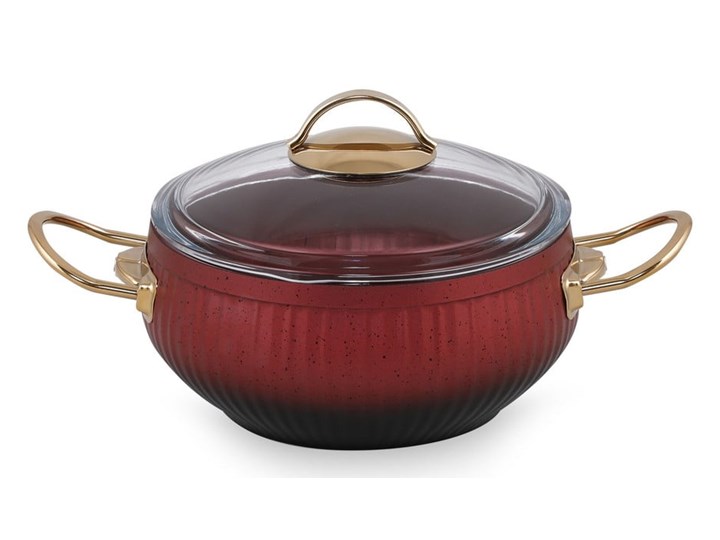 4-częściowy zestaw czerwonych aluminiowych naczyń z 3 pokrywkami Güral Porselen Ruby Kategoria Garnki Aluminium Średnica 24 cm