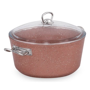 Różowy aluminiowy garnek z pokrywką Güral Porselen Classic, ø 26 cm