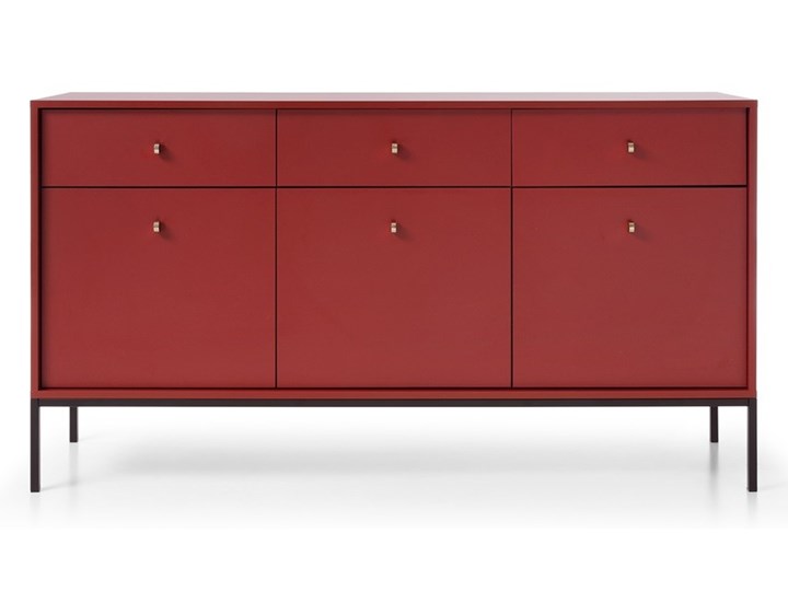 Bettso Elegancka komoda trzydrzwiowa z szufladami MOLLY bordowa Szerokość 153 cm Wysokość 83 cm Głębokość 39 cm Kolor Bordowy Płyta MDF Styl Nowoczesny