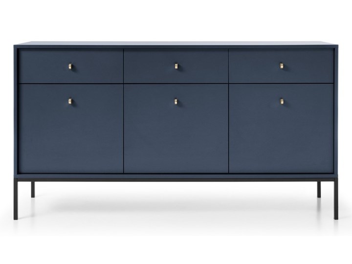 Bettso Komoda trzydrzwiowa z szufladami MOLLY w kolorze granatowym Głębokość 39 cm Szerokość 153 cm Płyta MDF Wysokość 83 cm Styl Nowoczesny