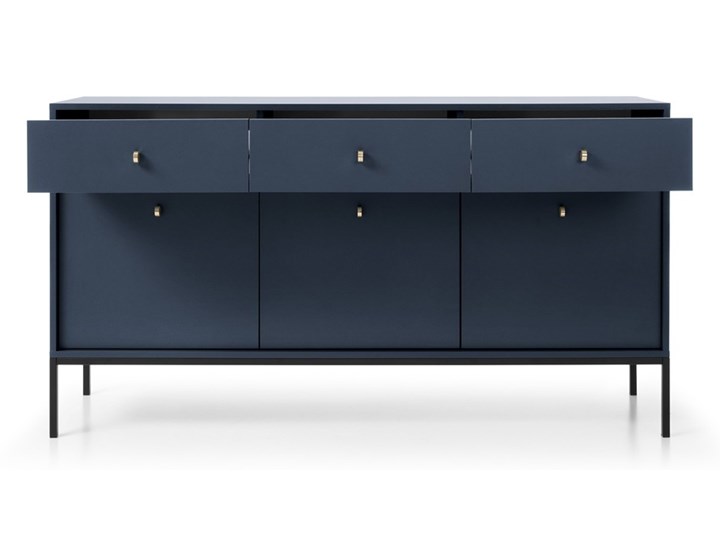 Bettso Komoda trzydrzwiowa z szufladami MOLLY w kolorze granatowym Głębokość 39 cm Wysokość 83 cm Styl Nowoczesny Szerokość 153 cm Płyta MDF Kategoria Komody