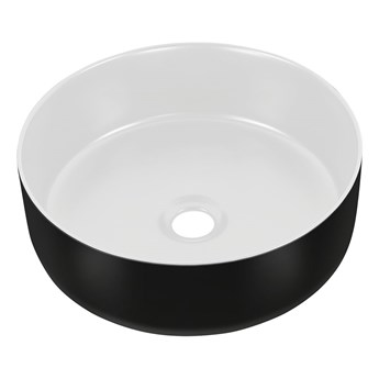 Okrągła czarno-biała umywalka nablatowa - Cersit
