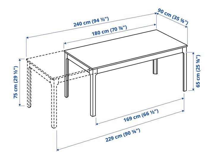 IKEA EKEDALEN / EKEDALEN Stół i 6 krzeseł, biały/Hakebo ciemnoszary, 180/240 cm Pomieszczenie Jadalnia