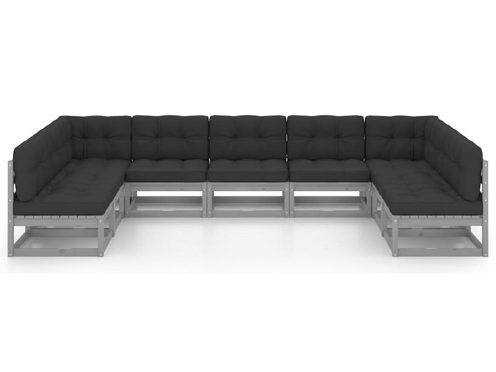 vidaXL 9-cz. zestaw wypoczynkowy do ogrodu, z poduszkami, lita sosna Zestawy wypoczynkowe Tworzywo sztuczne Kolor Czarny Drewno Zawartość zestawu Sofa