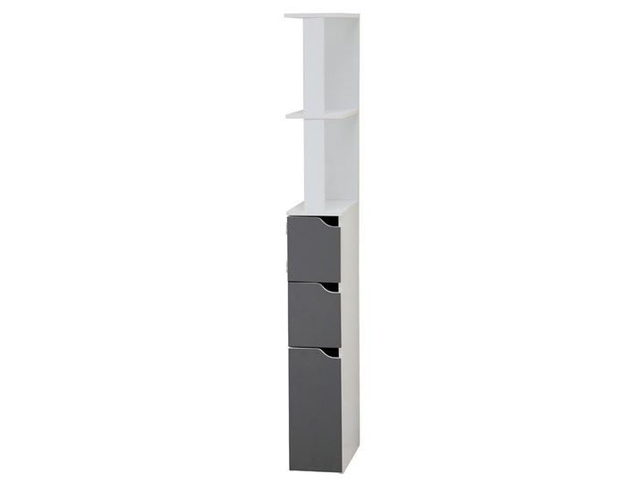 SELSEY Regał łazienkowy Carinda szary Rodzaj frontu Szuflady Szerokość 16 cm Wysokość 136 cm Głębokość 33 cm Szafki Słupek Płyta MDF Stojące Kategoria Szafki stojące