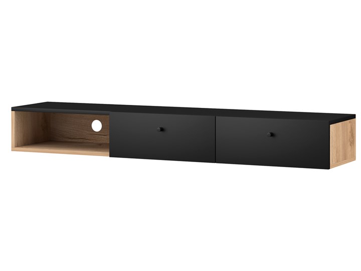 SELSEY Szafka wisząca Blaire dąb artisan/czarny Płyta MDF Tworzywo sztuczne Płyta meblowa Płyta laminowana Styl Minimalistyczny Drewno Pomieszczenie Salon