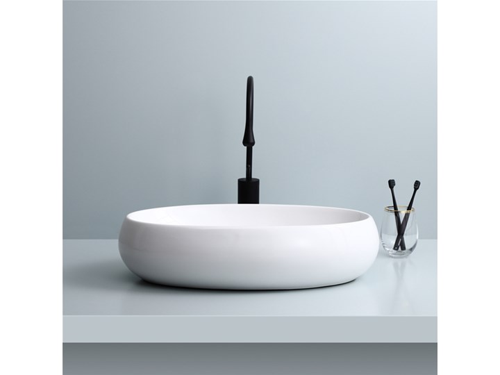VELDMAN UMYWALKA CERAMICZNA ALANIA 60x40 48x34 Kategoria Umywalki Nablatowe Szerokość 60 cm Ceramika Meblowe Owalne Szerokość 48 cm Kolor Biały