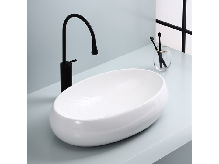 VELDMAN UMYWALKA CERAMICZNA ALANIA 60x40 48x34 Meblowe Szerokość 60 cm Nablatowe Owalne Ceramika Szerokość 48 cm Kategoria Umywalki