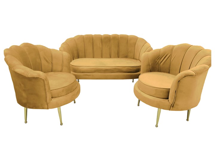 Sofa muszelka + dwa fotele muszelki ELIF miodowy #7 / OUTLET