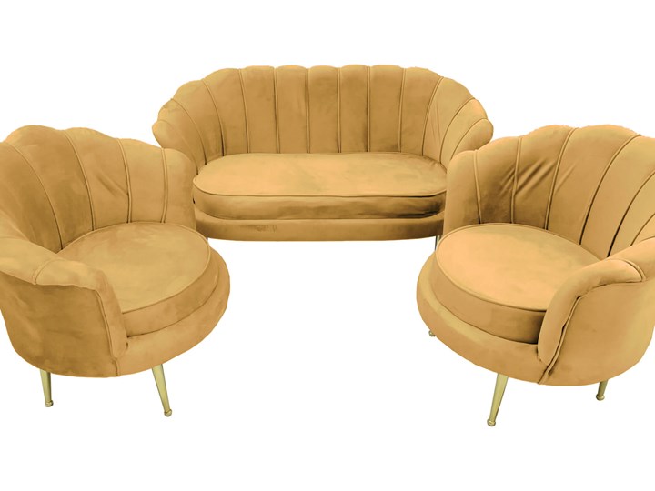 Sofa muszelka + dwa fotele muszelki ELIF miodowy #7 / OUTLET Pomieszczenie Salon