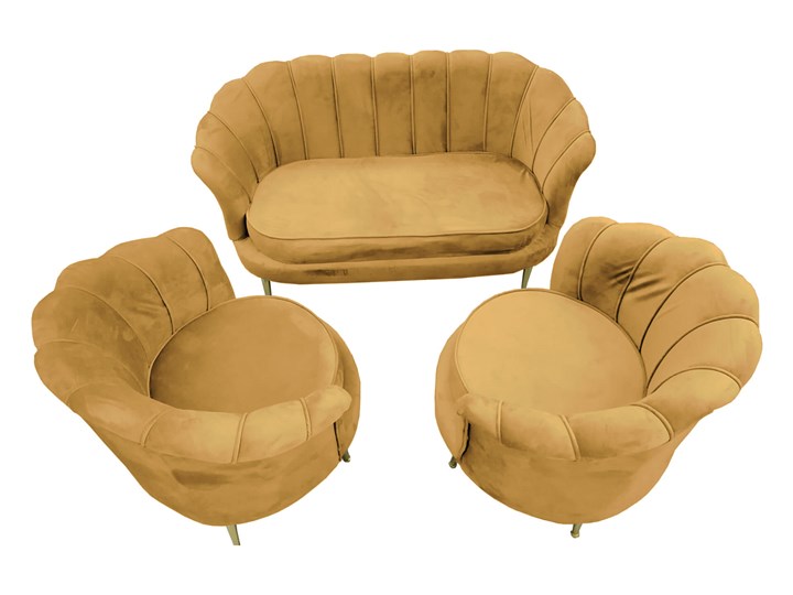 Sofa muszelka + dwa fotele muszelki ELIF miodowy #7 / OUTLET Kategoria Zestawy wypoczynkowe