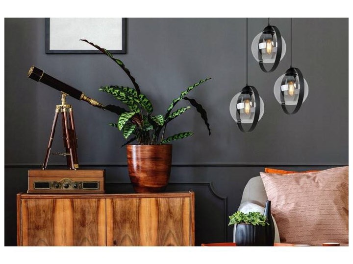 Industrialna Lampa RING HAGA z Kloszami z Przydymionego Szkła Szkło Lampa z kloszem Styl Industrialny