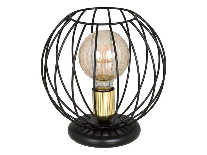 Czarna okrągła druciana lampka nocna - D033-Lisen Metal Lampa nocna Wysokość 24 cm Pomieszczenie Salon