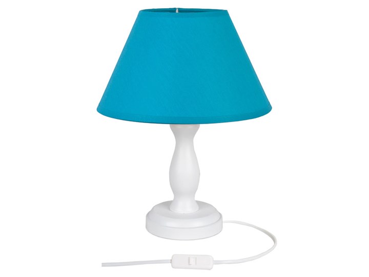Biało-niebieska lampka na szafkę nocną - S193-Kadex Wysokość 28 cm Metal Drewno Tworzywo sztuczne Lampa nocna Kolor