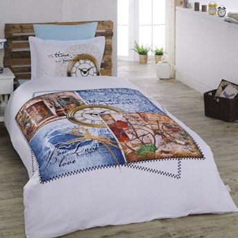 SELSEY Komplet pościeli Time 160x220 cm z dwiema poszewkami na poduszkę 50x70 cm i 70x70 cm z prześcieradłem