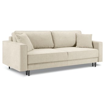 Sofa rozkładana 3 osobowa beżowa nogi czarne 233x102 cm