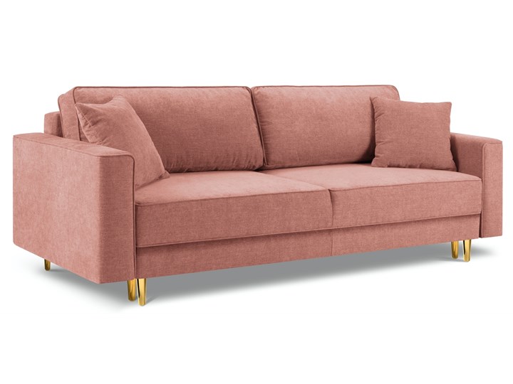 Sofa rozkładana 3-osobowa Dunas 233 cm różowa nogi złote Wielkość Trzyosobowa Stała konstrukcja Głębokość 102 cm Boki Z bokami